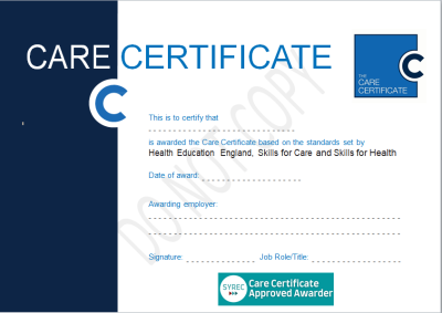 Example writing with a certificate logo